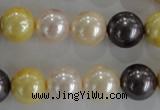 CSB1101 15.5 inches 12mm round mixed color shell pearl beads