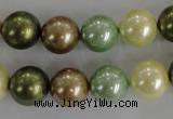 CSB1107 15.5 inches 12mm round mixed color shell pearl beads