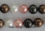 CSB1111 15.5 inches 12mm round mixed color shell pearl beads