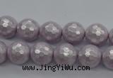 CSB1181 15.5 inches 8mm faceted round shell pearl beads