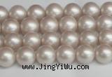CSB1355 15.5 inches 4mm matte round shell pearl beads wholesale