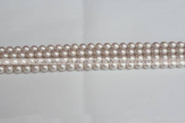 CSB1355 15.5 inches 4mm matte round shell pearl beads wholesale