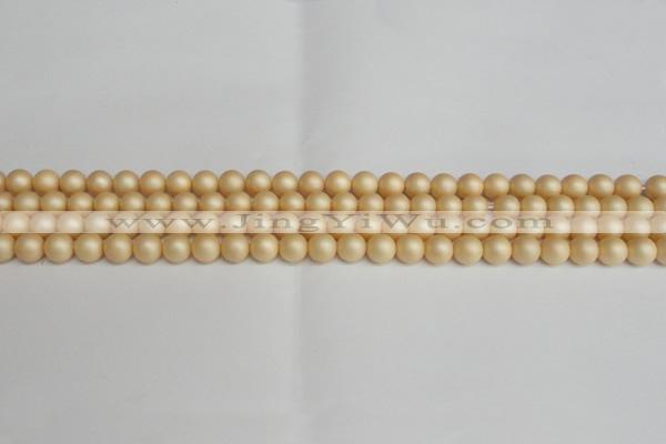 CSB1375 15.5 inches 4mm matte round shell pearl beads wholesale