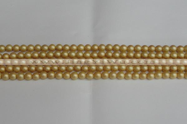 CSB1380 15.5 inches 4mm matte round shell pearl beads wholesale
