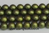 CSB1395 15.5 inches 4mm matte round shell pearl beads wholesale