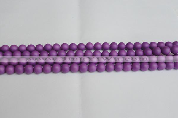 CSB1415 15.5 inches 4mm matte round shell pearl beads wholesale