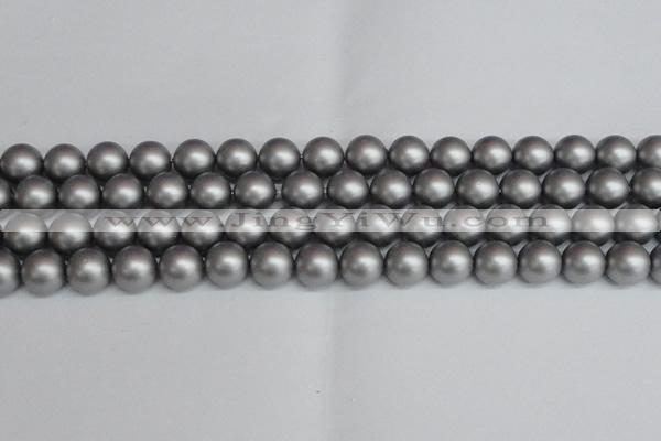 CSB1444 15.5 inches 12mm matte round shell pearl beads wholesale
