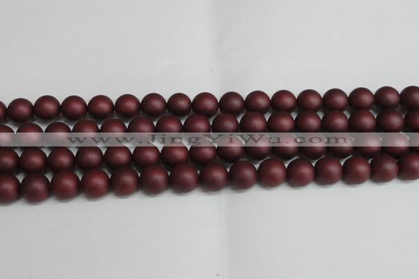 CSB1454 15.5 inches 12mm matte round shell pearl beads wholesale