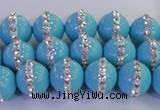 CSB1512 15.5 inches 10mm round shell pearl with rhinestone beads