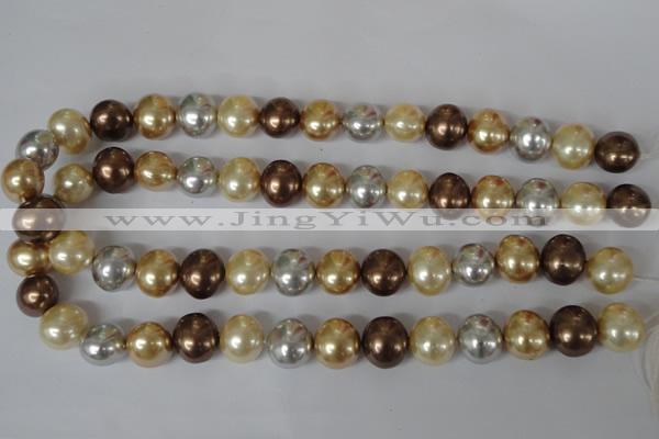 CSB155 15.5 inches 12*15mm – 13*16mm oval mixed color shell pearl beads