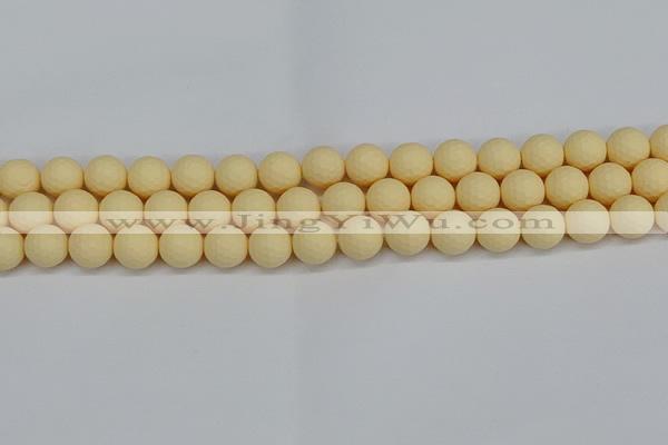 CSB1802 15.5 inches 8mm faceetd round matte shell pearl beads