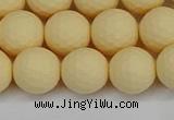 CSB1803 15.5 inches 10mm faceetd round matte shell pearl beads