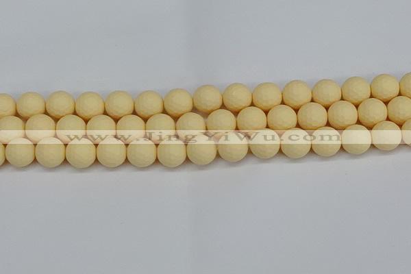 CSB1803 15.5 inches 10mm faceetd round matte shell pearl beads