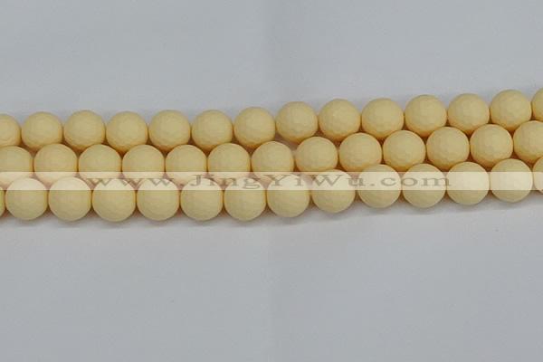 CSB1804 15.5 inches 12mm faceetd round matte shell pearl beads
