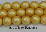 CSB1811 15.5 inches 6mm faceetd round matte shell pearl beads