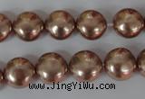 CSB182 15.5 inches 12mm flat round shell pearl beads wholesale