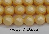CSB1822 15.5 inches 8mm faceetd round matte shell pearl beads