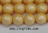 CSB1823 15.5 inches 10mm faceetd round matte shell pearl beads