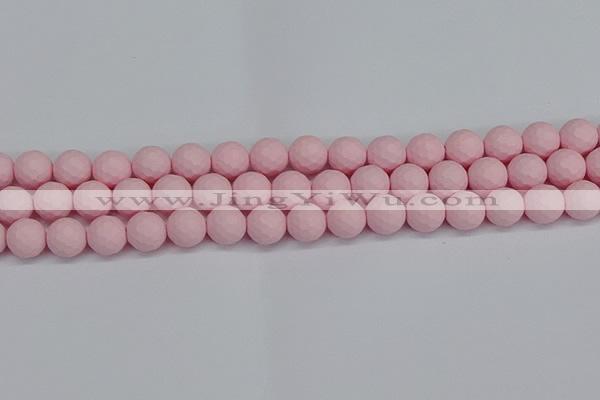 CSB1842 15.5 inches 8mm faceetd round matte shell pearl beads