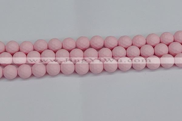 CSB1844 15.5 inches 12mm faceetd round matte shell pearl beads