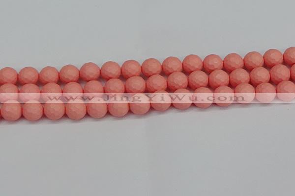 CSB1853 15.5 inches 10mm faceetd round matte shell pearl beads