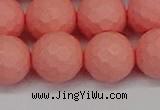 CSB1855 15.5 inches 14mm faceetd round matte shell pearl beads