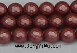 CSB1861 15.5 inches 6mm faceetd round matte shell pearl beads