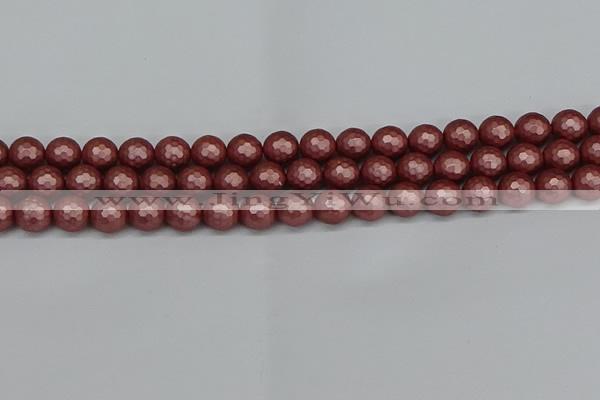 CSB1862 15.5 inches 8mm faceetd round matte shell pearl beads