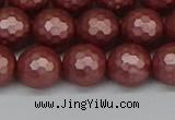 CSB1863 15.5 inches 10mm faceetd round matte shell pearl beads