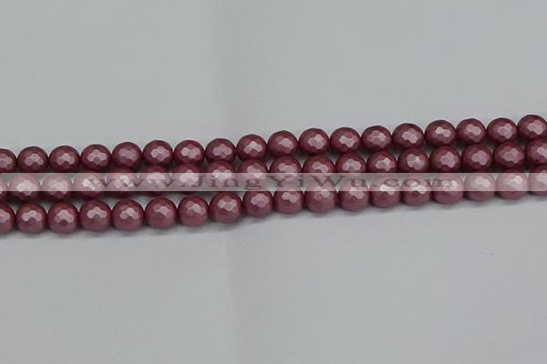 CSB1871 15.5 inches 6mm faceetd round matte shell pearl beads