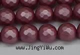 CSB1872 15.5 inches 8mm faceetd round matte shell pearl beads
