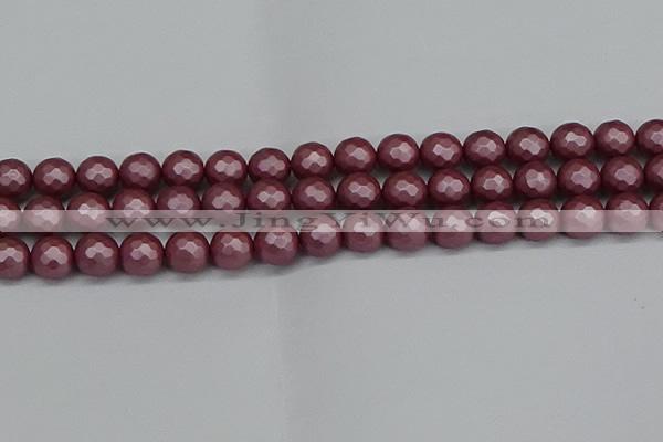 CSB1873 15.5 inches 10mm faceetd round matte shell pearl beads