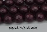 CSB1881 15.5 inches 6mm faceted round matte shell pearl beads