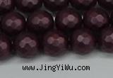 CSB1882 15.5 inches 8mm faceted round matte shell pearl beads