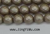 CSB1902 15.5 inches 8mm faceted round matte shell pearl beads