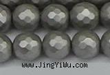 CSB1955 15.5 inches 14mm faceted round matte shell pearl beads