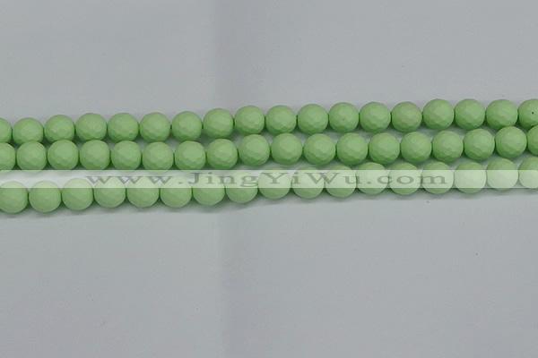 CSB1992 15.5 inches 8mm faceted round matte shell pearl beads