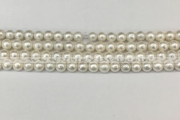 CSB2201 15.5 inches 6mm round wrinkled shell pearl beads wholesale
