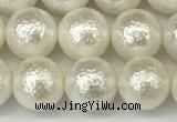 CSB2202 15.5 inches 8mm round wrinkled shell pearl beads wholesale