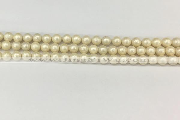 CSB2210 15.5 inches 4mm round wrinkled shell pearl beads wholesale