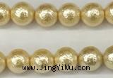 CSB2220 15.5 inches 4mm round wrinkled shell pearl beads wholesale