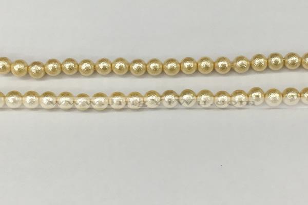 CSB2220 15.5 inches 4mm round wrinkled shell pearl beads wholesale