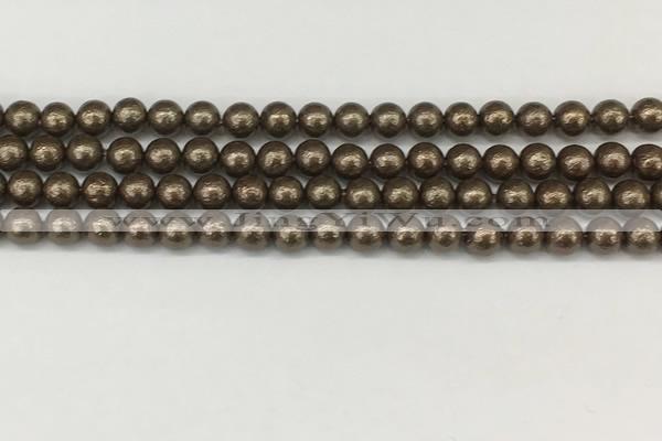 CSB2310 15.5 inches 4mm round wrinkled shell pearl beads wholesale