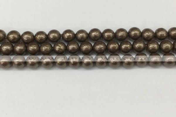 CSB2312 15.5 inches 8mm round wrinkled shell pearl beads wholesale
