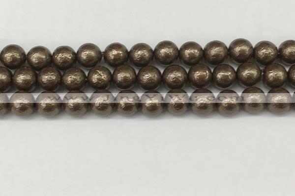 CSB2313 15.5 inches 10mm round wrinkled shell pearl beads wholesale