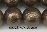 CSB2315 15.5 inches 14mm round wrinkled shell pearl beads wholesale