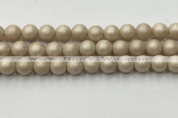 CSB2374 15.5 inches 12mm round matte wrinkled shell pearl beads