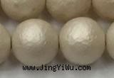 CSB2376 15.5 inches 16mm round matte wrinkled shell pearl beads