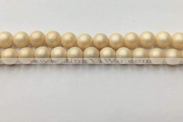 CSB2394 15.5 inches 12mm round matte wrinkled shell pearl beads