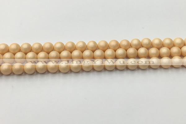CSB2400 15.5 inches 4mm round matte wrinkled shell pearl beads
